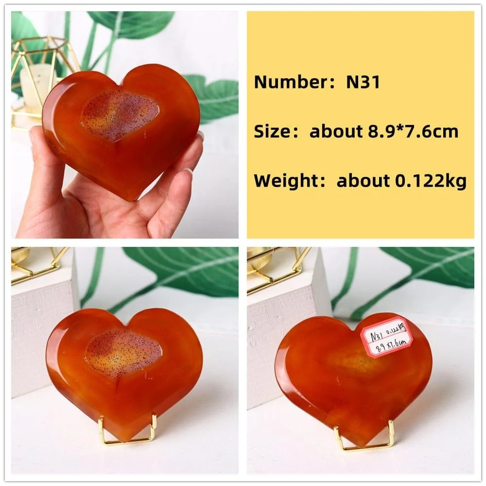 Natural Carnelian Stone Heart Carving - Glova