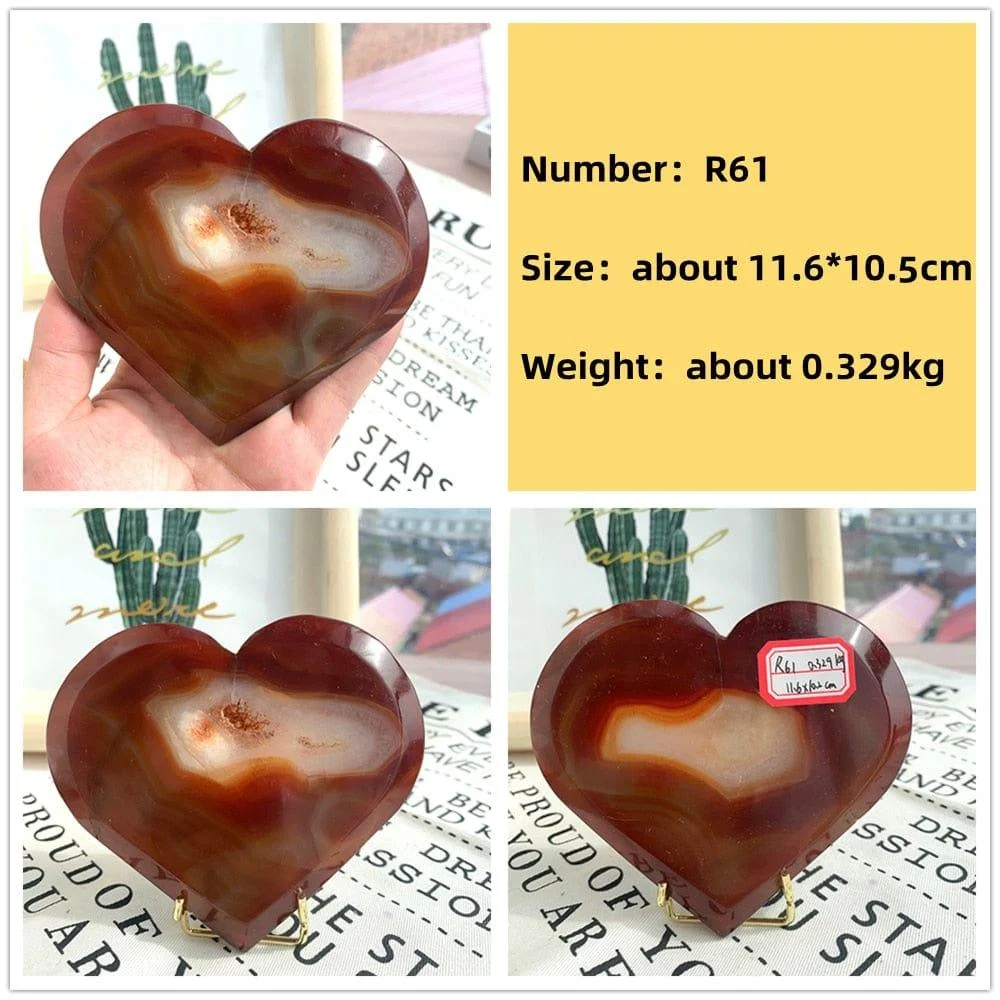 Natural Carnelian Stone Heart Carving - Glova