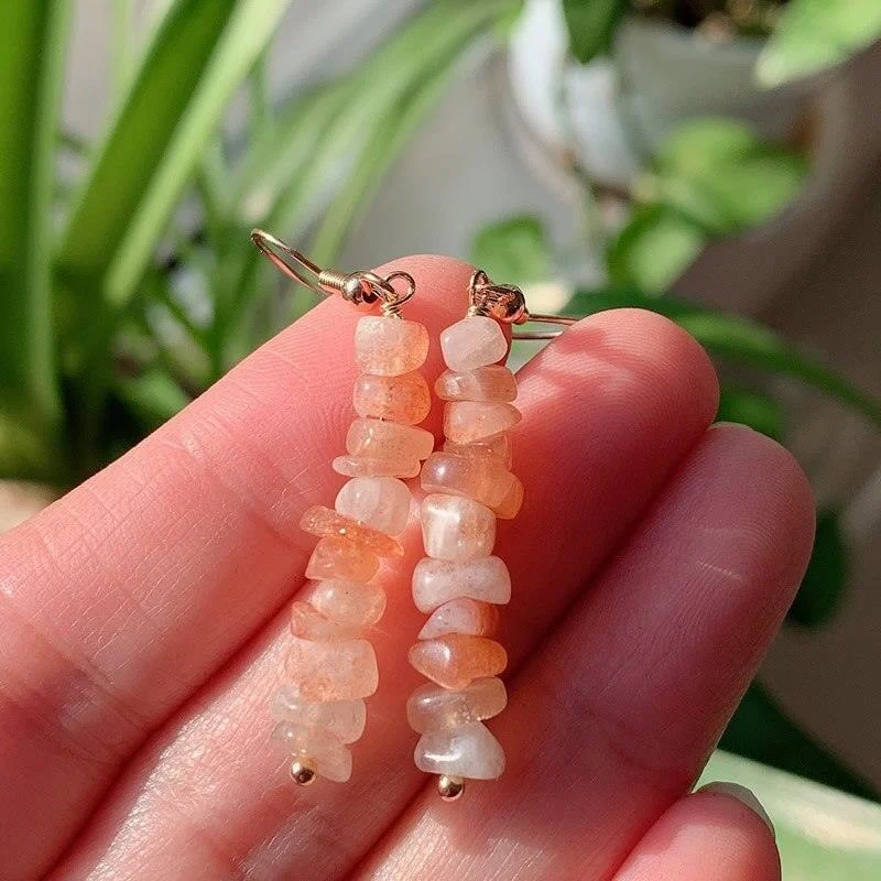 Natural Crystal Gravel Chips Earrings - Glova