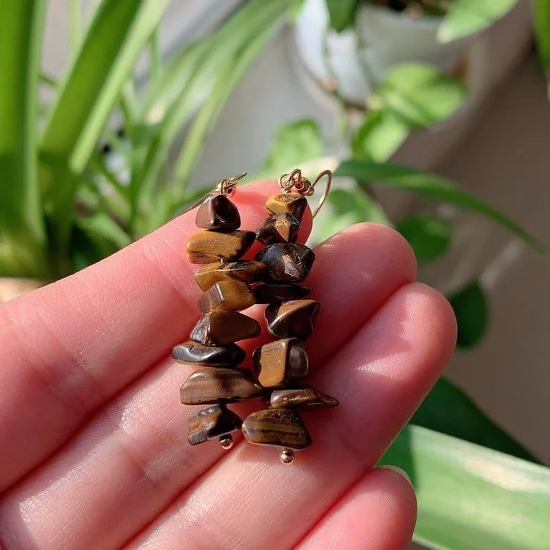 Natural Crystal Gravel Chips Earrings - Glova