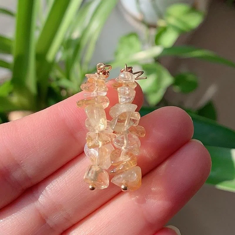 Natural Crystal Gravel Chips Earrings - Glova