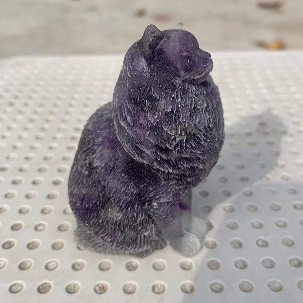 Natural Crystal Lady Cat Carving - Glova