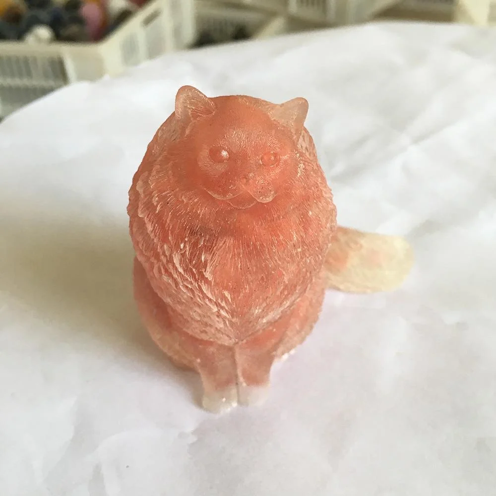 Natural Crystal Lady Cat Carving - Glova