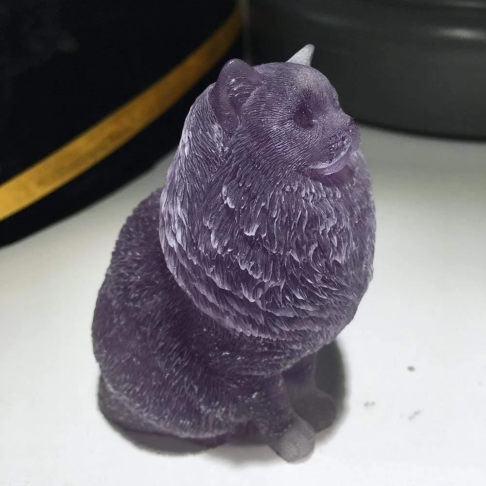 Natural Crystal Lady Cat Carving - Glova