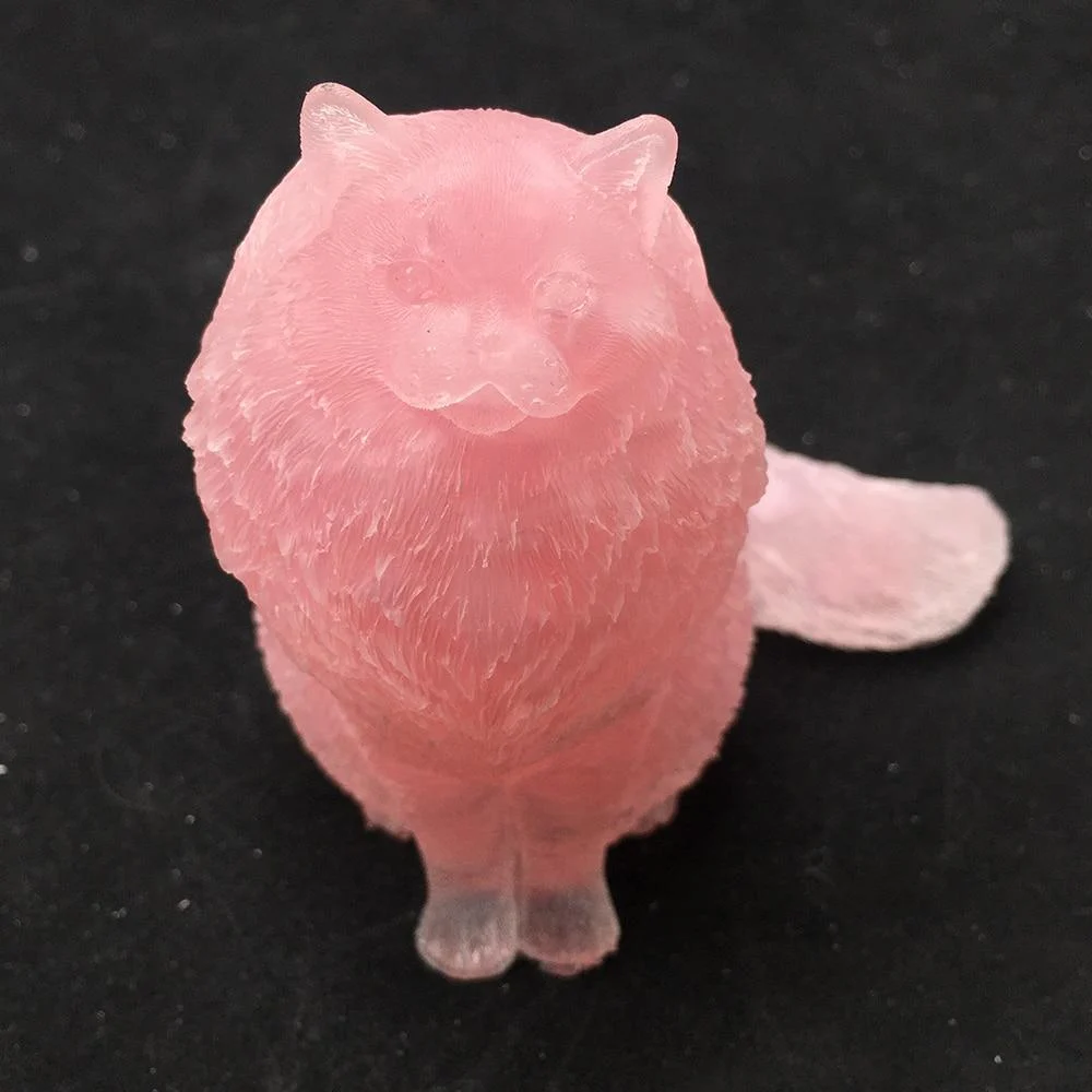 Natural Crystal Lady Cat Carving - Glova