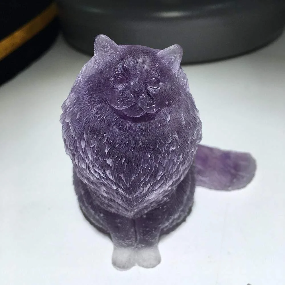 Natural Crystal Lady Cat Carving - Glova