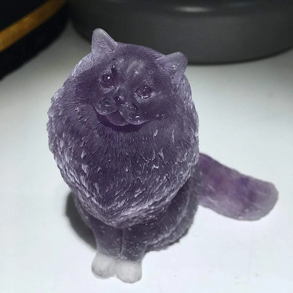 Natural Crystal Lady Cat Carving - Glova