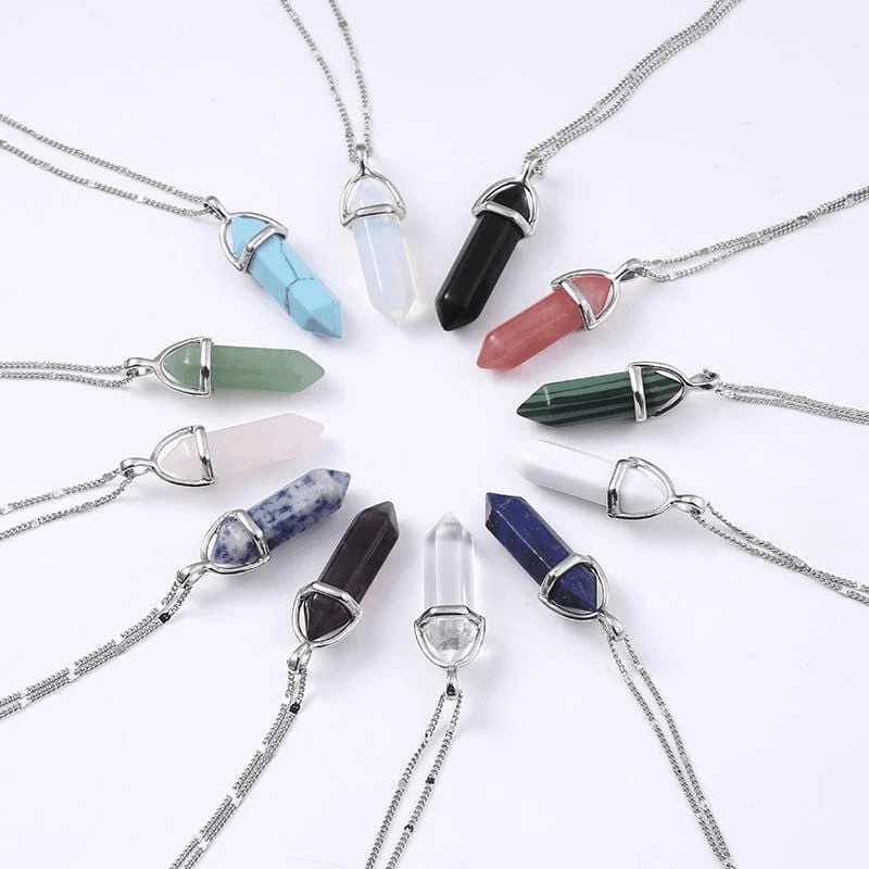 Natural Crystal Link Chain Necklace - Glova