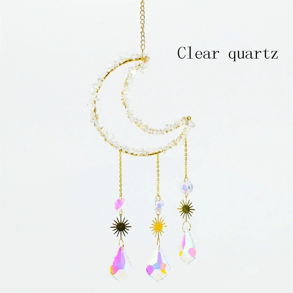 Natural Crystal Moon-Shaped Suncatcher - Glova