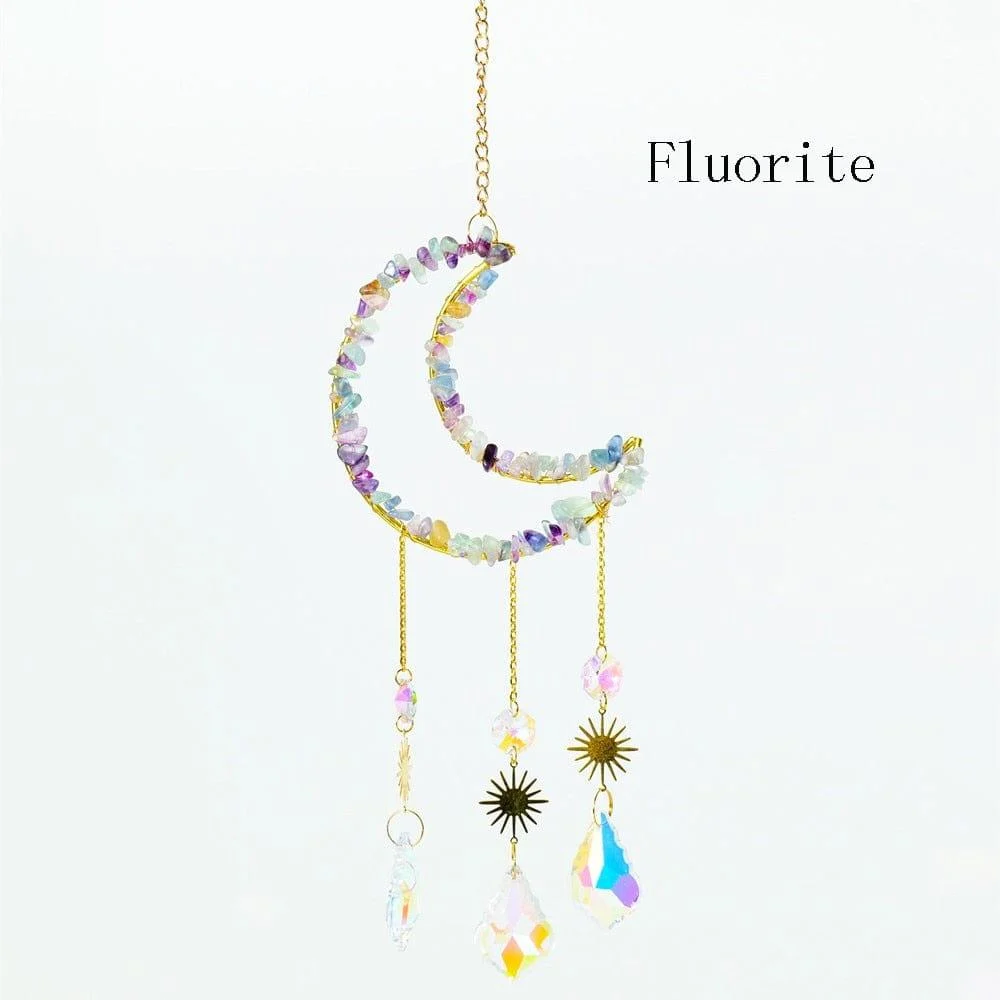 Natural Crystal Moon-Shaped Suncatcher - Glova