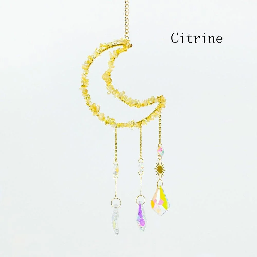 Natural Crystal Moon-Shaped Suncatcher - Glova