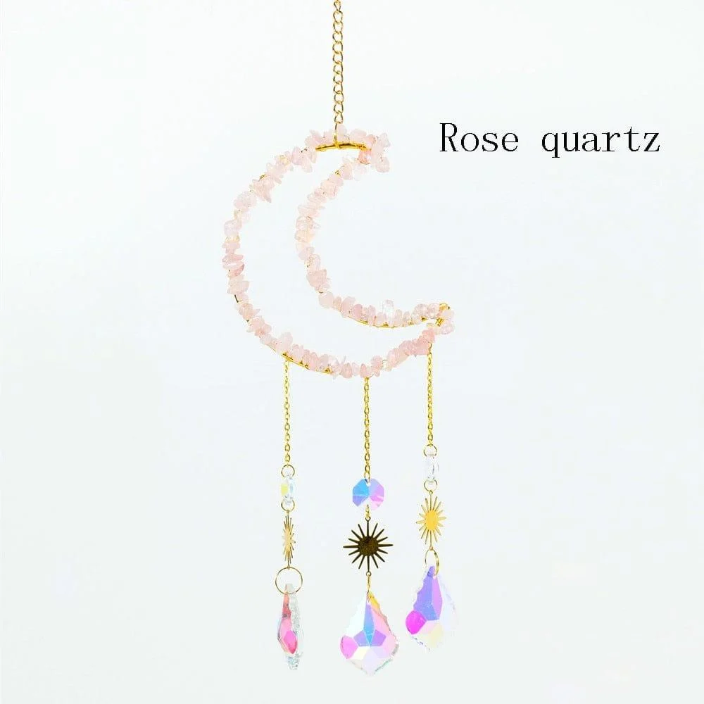 Natural Crystal Moon-Shaped Suncatcher - Glova