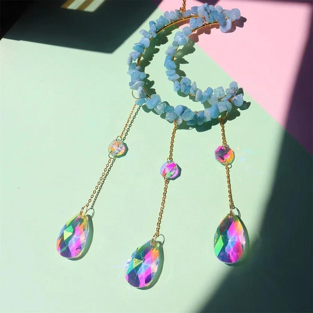 Natural Crystal Moon-Shaped Suncatcher - Glova