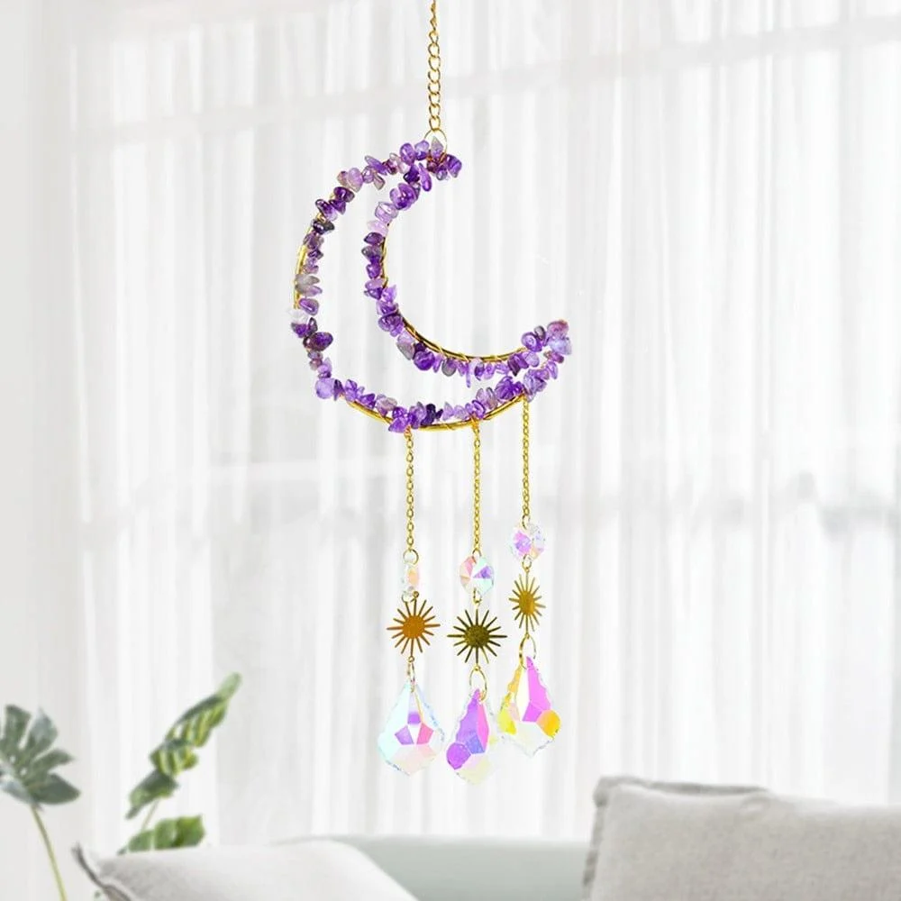 Natural Crystal Moon-Shaped Suncatcher - Glova