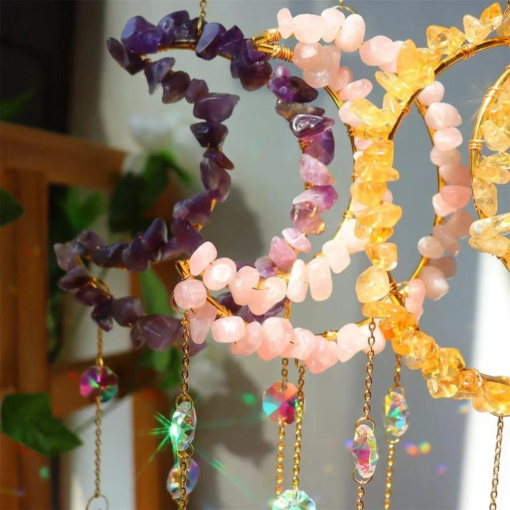 Natural Crystal Moon-Shaped Suncatcher - Glova