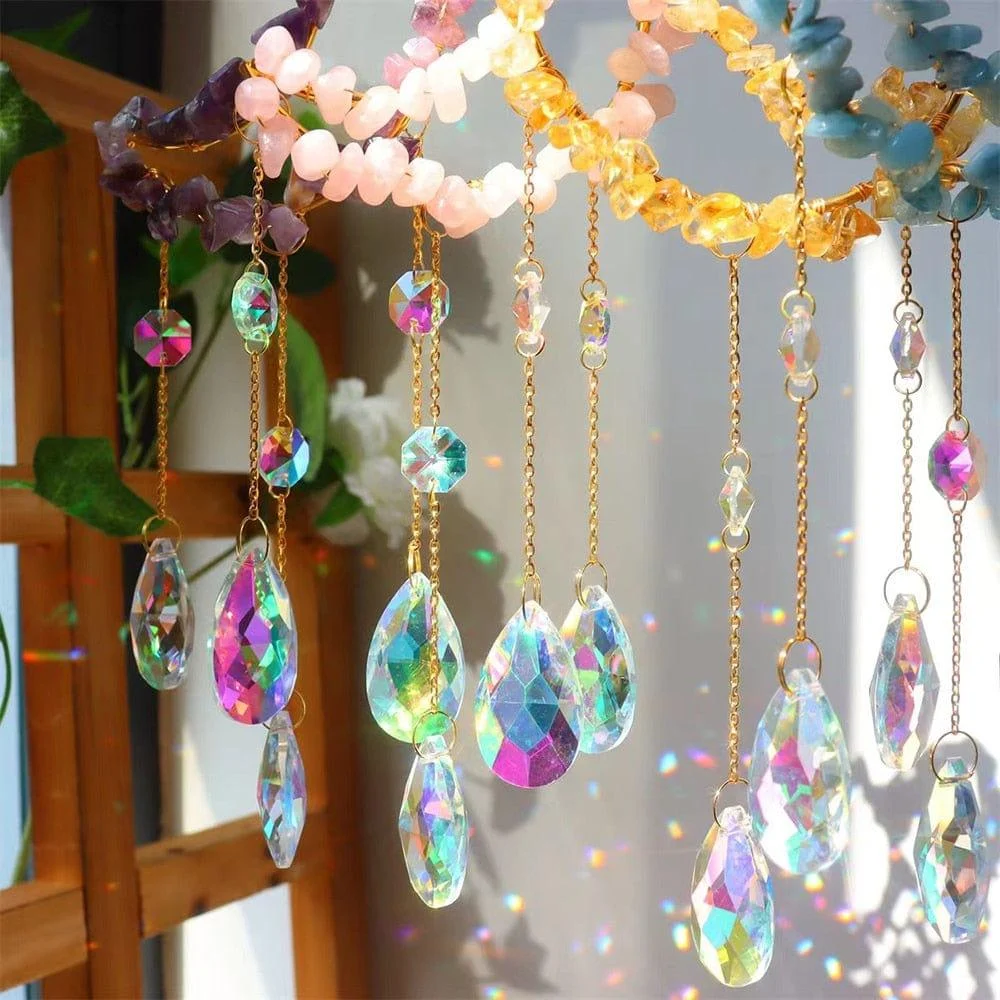 Natural Crystal Moon-Shaped Suncatcher - Glova