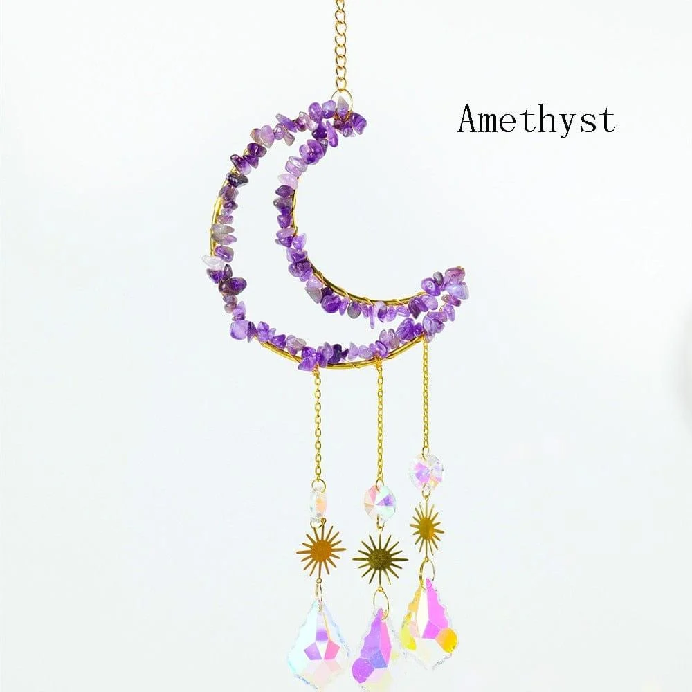 Natural Crystal Moon-Shaped Suncatcher - Glova