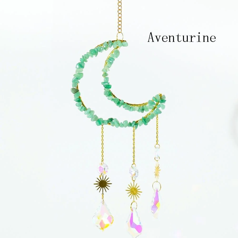 Natural Crystal Moon-Shaped Suncatcher - Glova