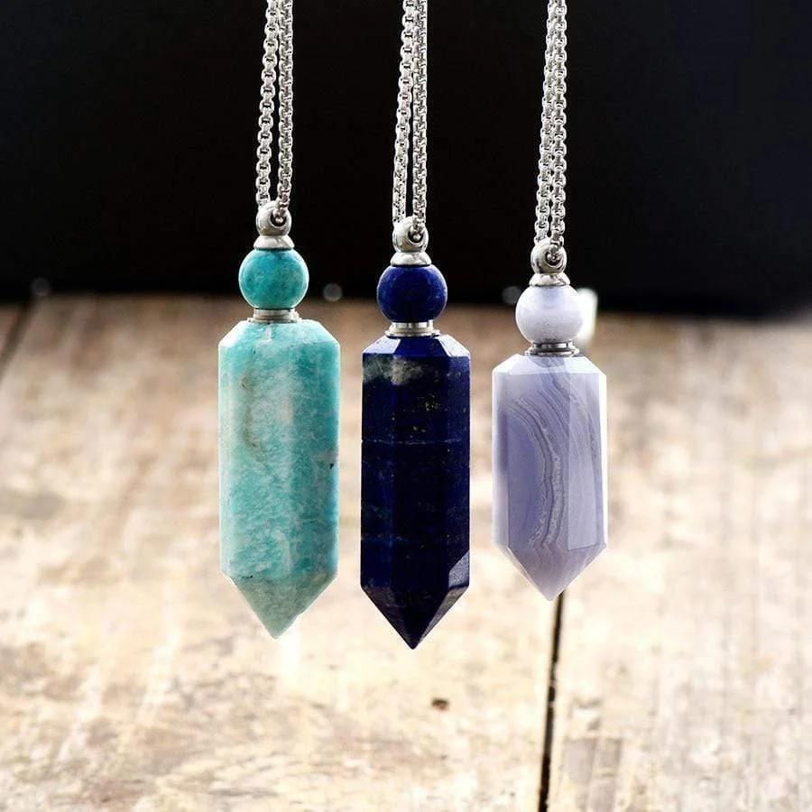 Natural Crystal Perfume Bottle Necklace - Glova