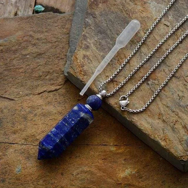 Natural Crystal Perfume Bottle Necklace - Glova