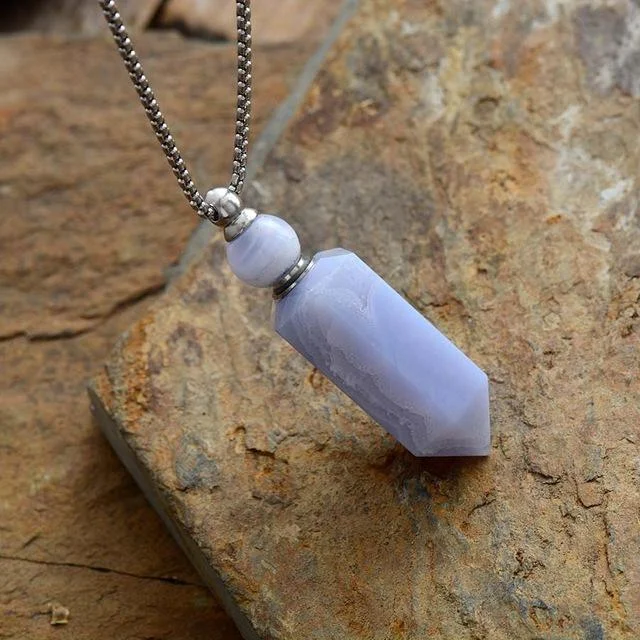 Natural Crystal Perfume Bottle Necklace - Glova