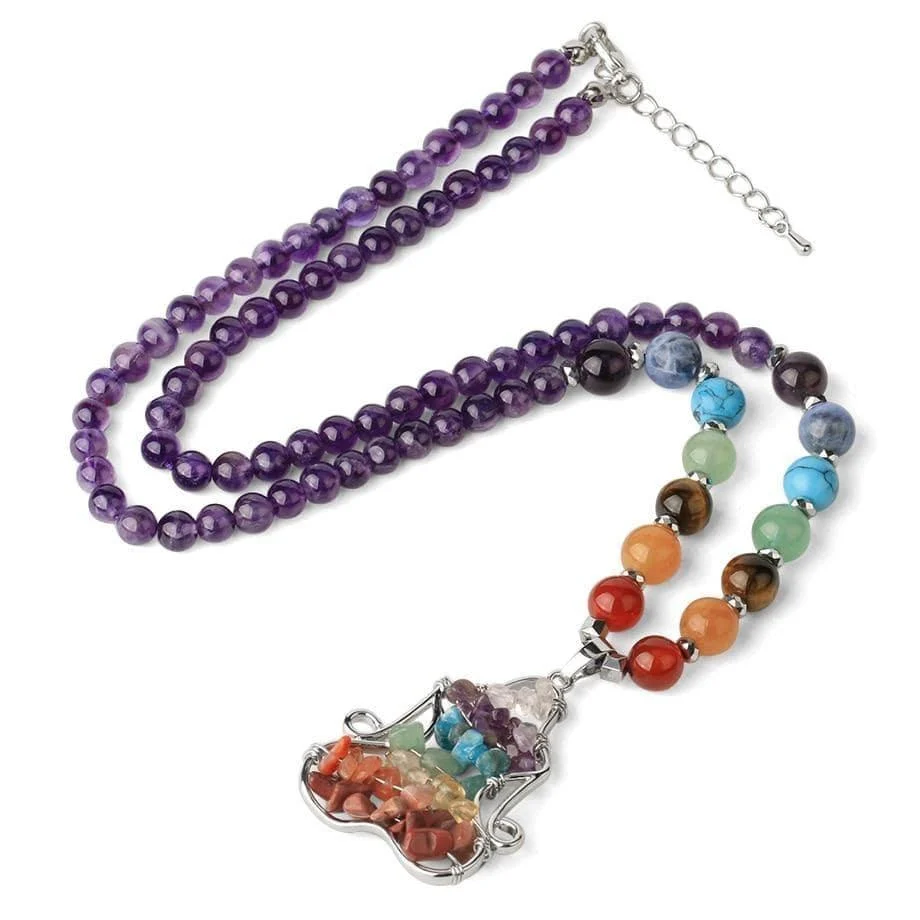 Natural Crystal Stones Yoga Pose Necklace - Glova