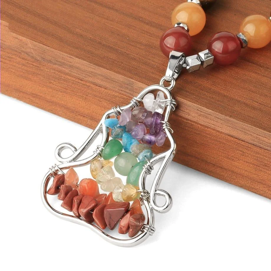 Natural Crystal Stones Yoga Pose Necklace - Glova