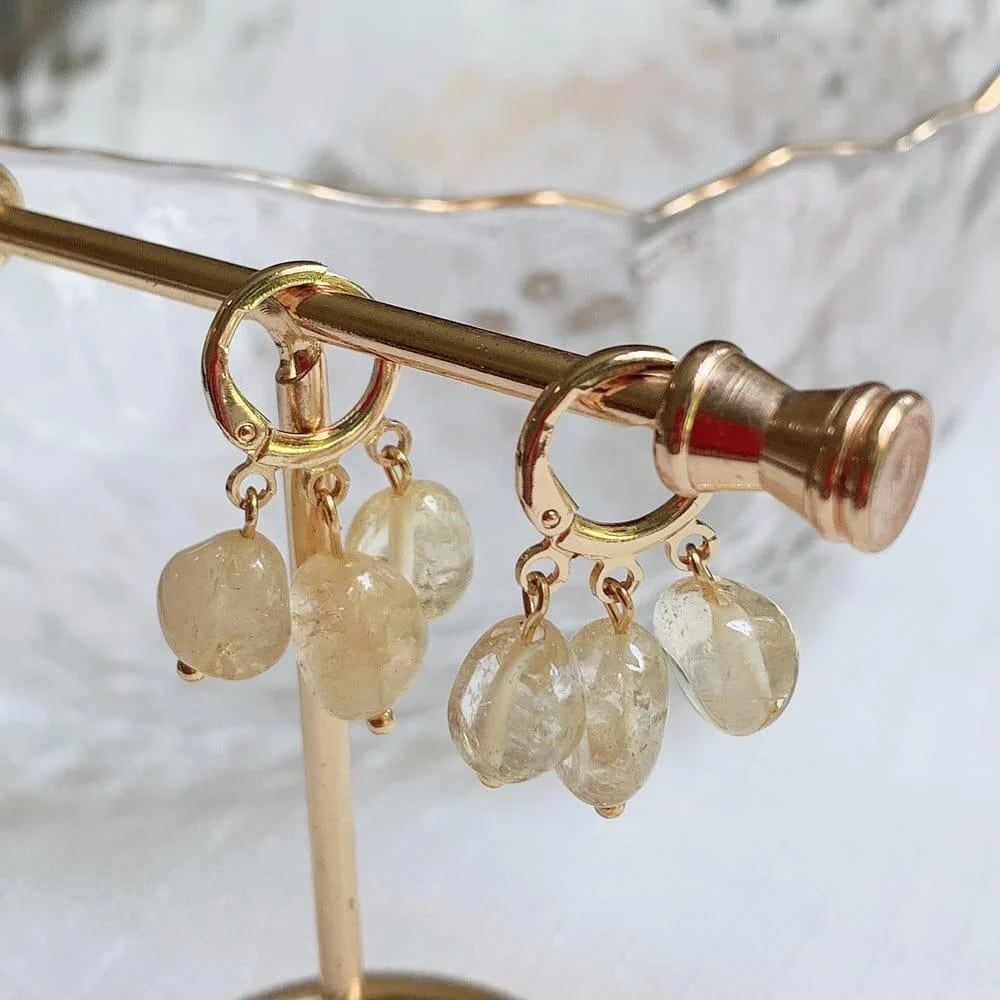 Natural Crystal Tassel Earrings - Glova