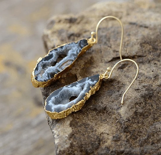 Natural Druzy Dangle Earrings - Glova