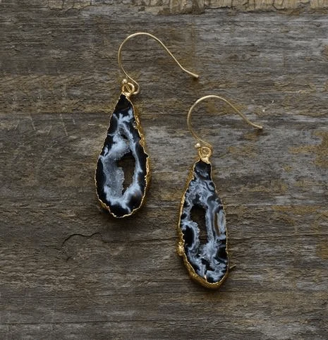 Natural Druzy Dangle Earrings - Glova