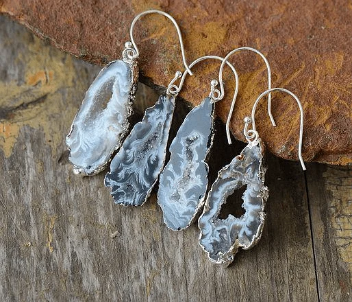 Natural Druzy Dangle Earrings - Glova