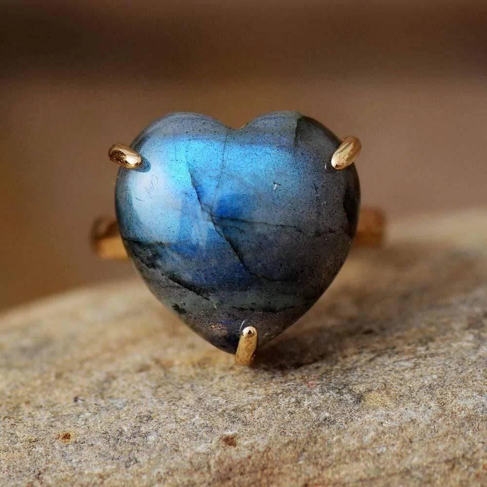 Natural Gemstone Heart Shaped Ring - Glova