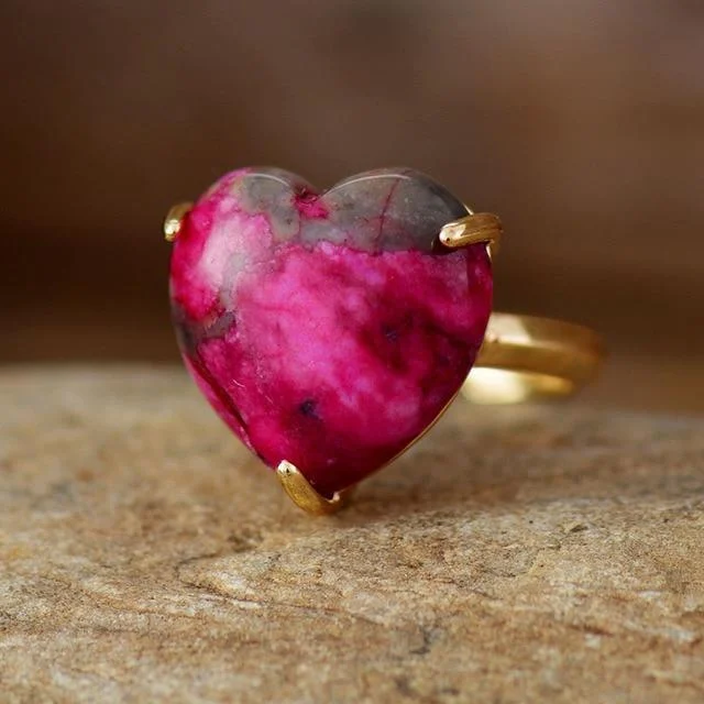 Natural Gemstone Heart Shaped Ring - Glova