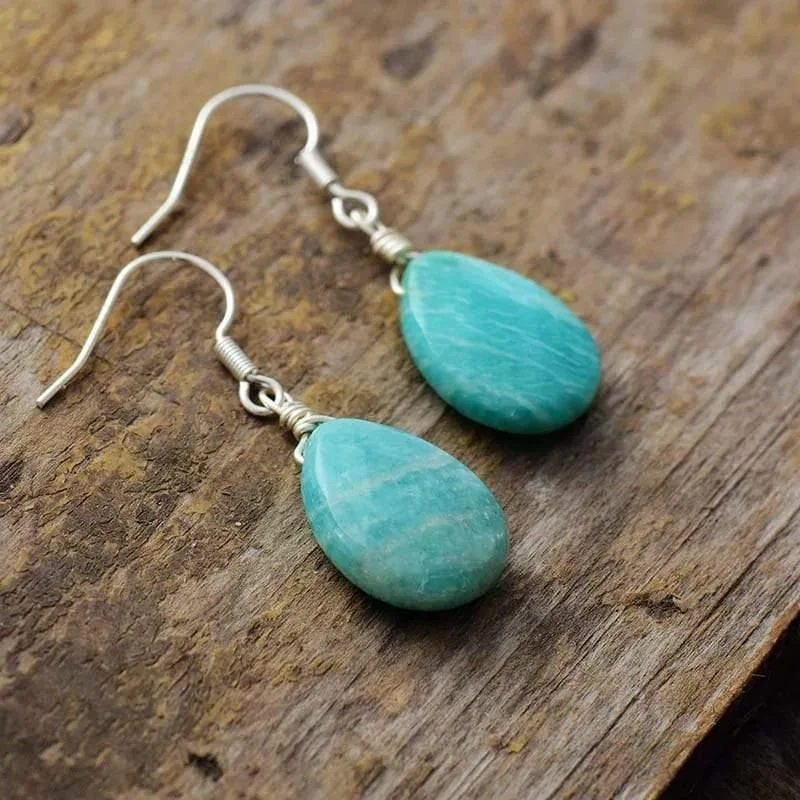 Natural Gemstone Teardrop Earrings - Glova