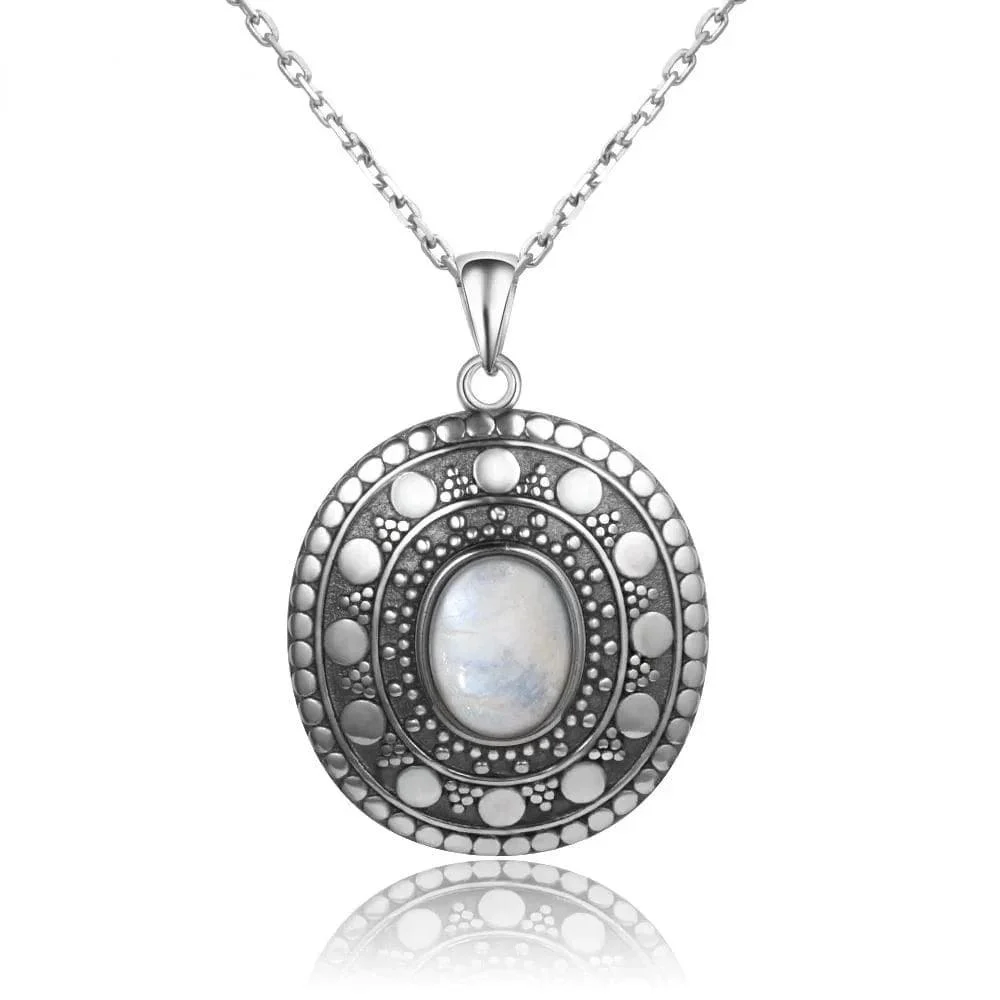 Natural Moonstone Sterling Silver Necklace - Glova