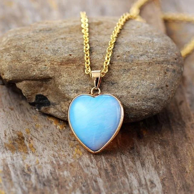 Natural Opal Heart Jewelry Set - Glova