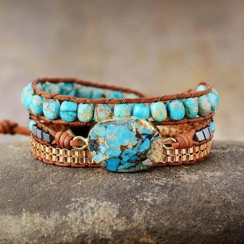 Natural Turquoise Howlite Bracelet - Glova