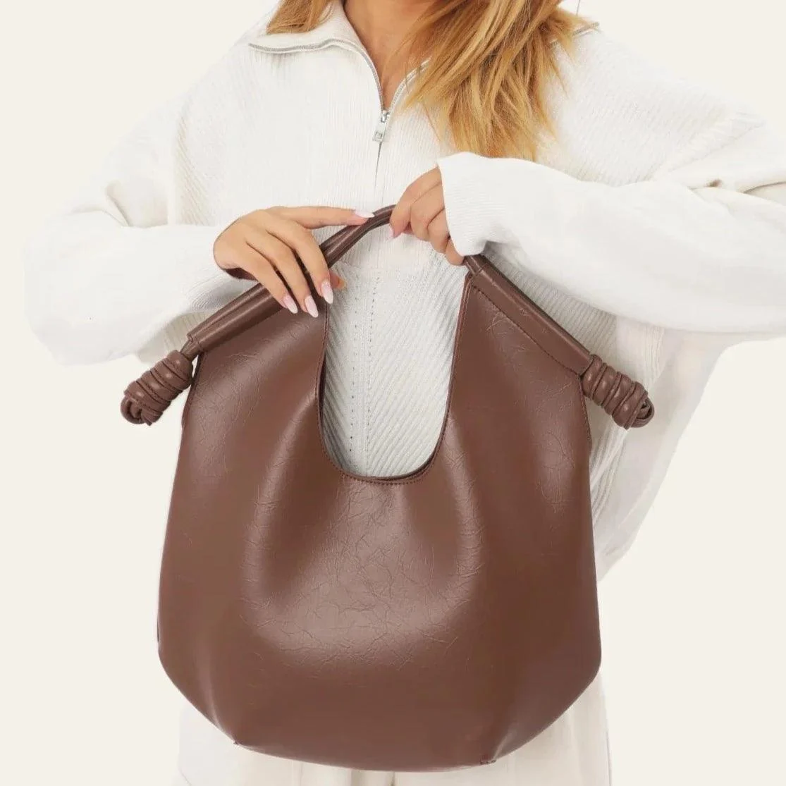 Nava Minimalist Bar Handle Hobo Bags - Glova