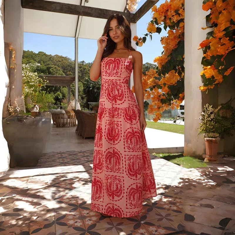 Naviana Palm Tree Print Maxi Dress - Glova