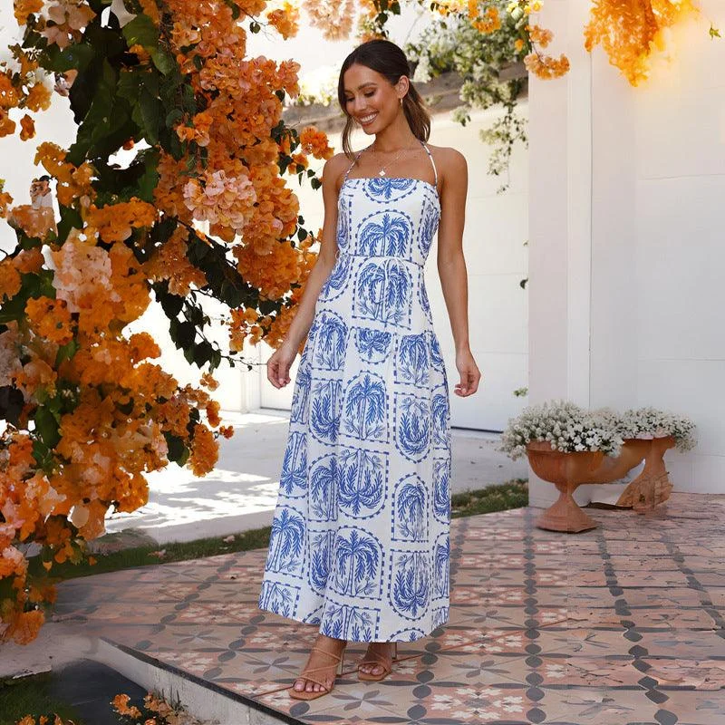 Naviana Palm Tree Print Maxi Dress - Glova