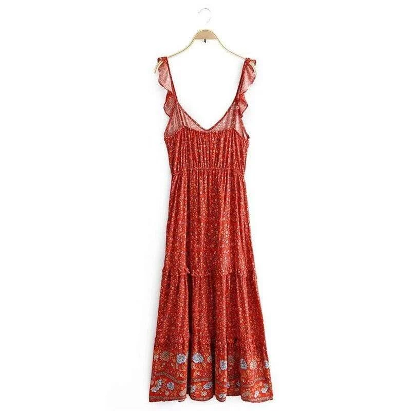 Nena Maxi Dress in Red - Glova