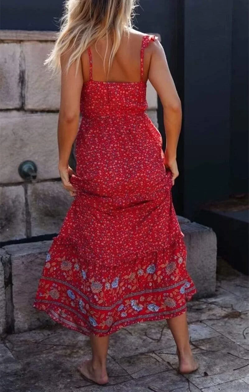 Nena Maxi Dress in Red - Glova