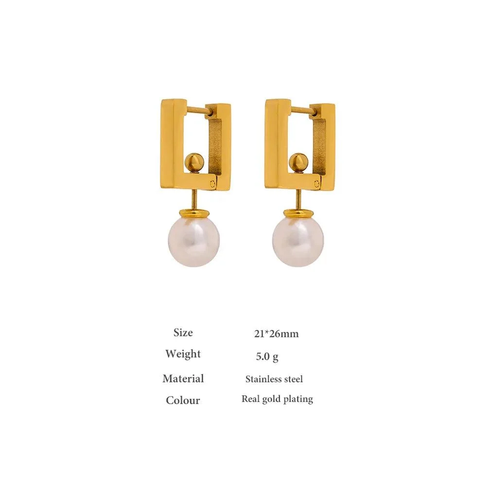 Neue Pearl Drop Square Hoop Earrings - Glova