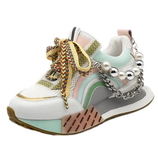 Nicola Pearl Laced Sneakers - 2 Colors - Glova