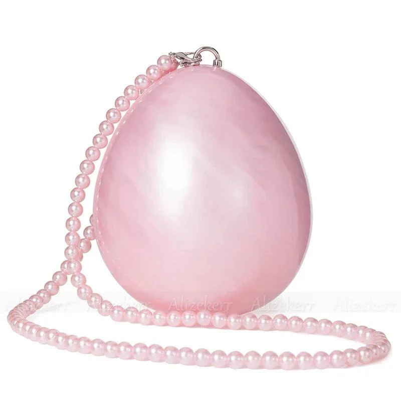 Niew Pink Acrylic Pearlescent Egg Evening Clutch - Glova