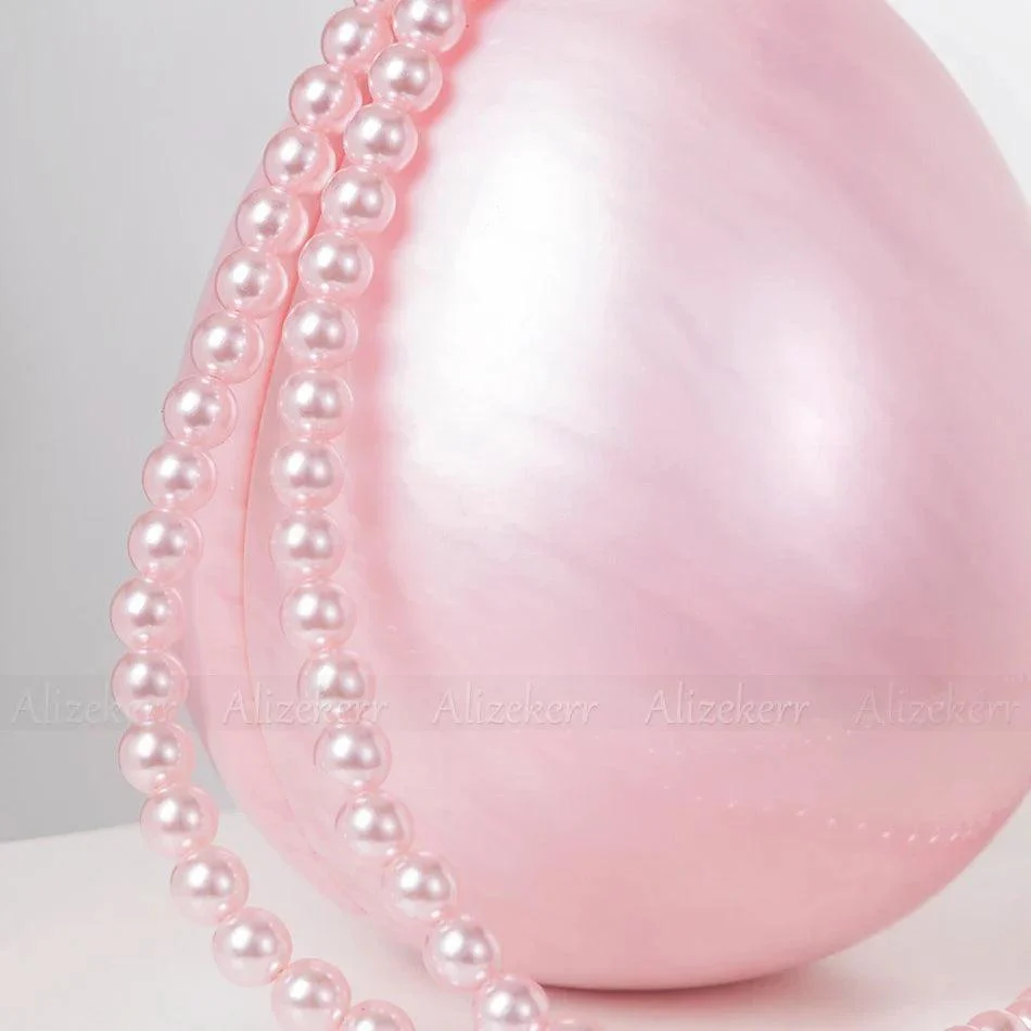 Niew Pink Acrylic Pearlescent Egg Evening Clutch - Glova