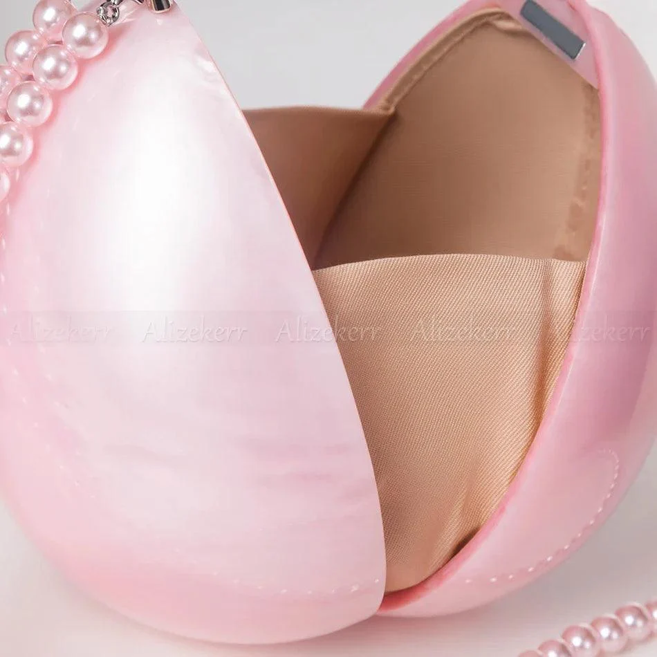 Niew Pink Acrylic Pearlescent Egg Evening Clutch - Glova