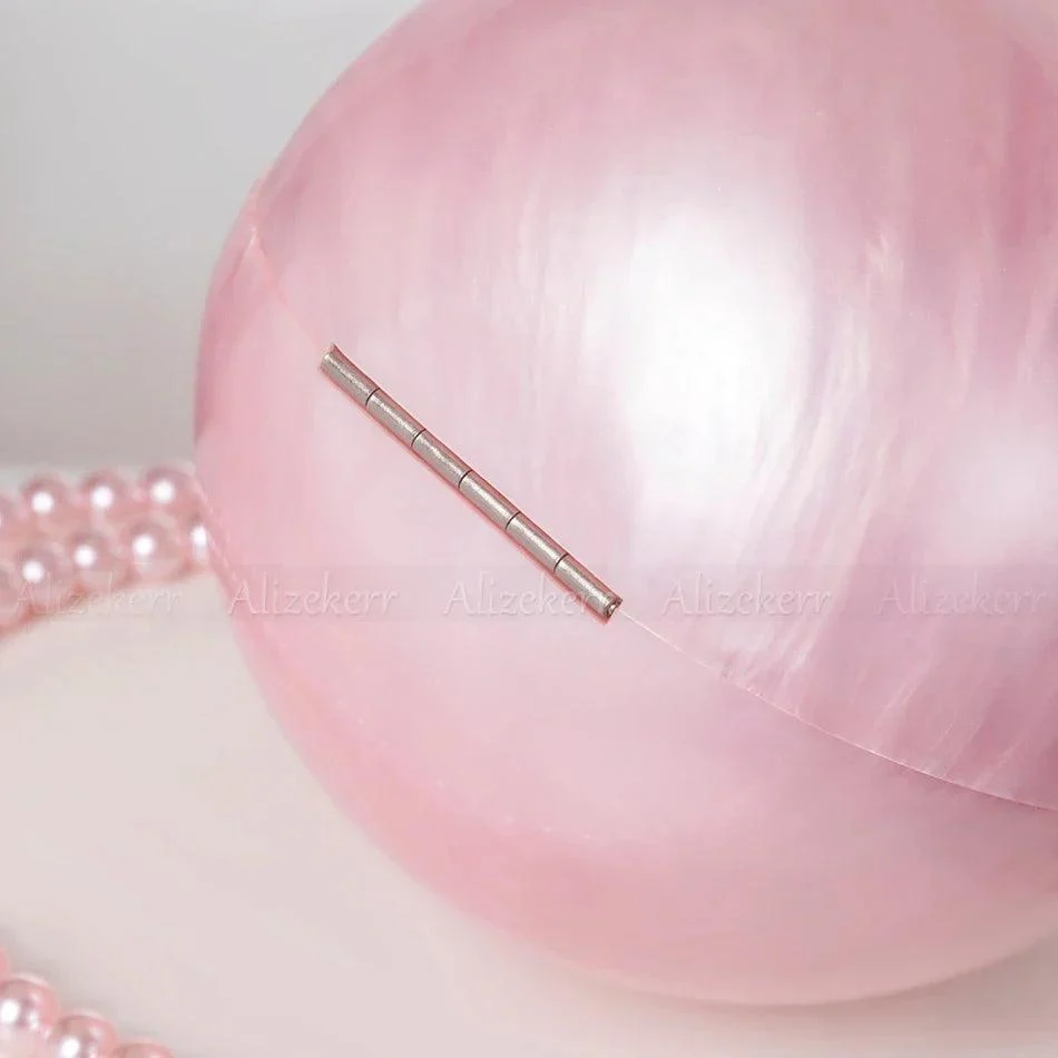 Niew Pink Acrylic Pearlescent Egg Evening Clutch - Glova