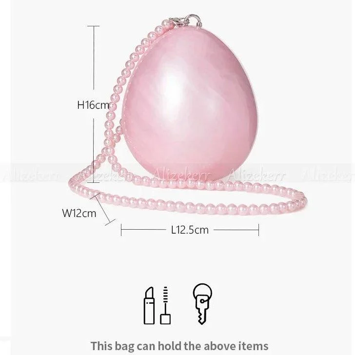 Niew Pink Acrylic Pearlescent Egg Evening Clutch - Glova