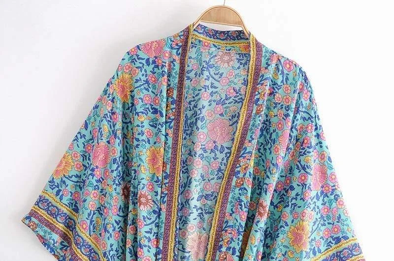 Nina Green Floral Kimono - Glova